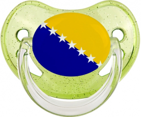Bandera Bosnia y Herzegovina Lentejuelas Verde Tetina Fisiológica