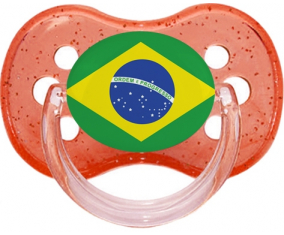 Bandera brasileña Tetine Rojo Cereza lentejuelas