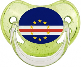 Suceto fisiológico de lentejuelas verdes con bandera de Cabo Verde