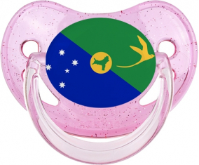 Bandera isla de Navidad Piruleta Fisiológica Rosa con lentejuelas
