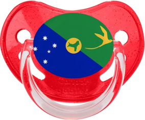 Bandera Isla de Navidad Piruleta Fisiológica Roja con lentejuelas
