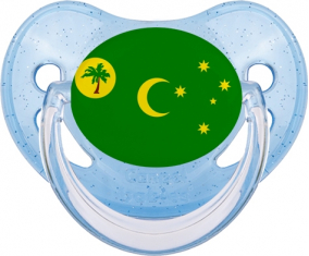 Bandera Islas Cocos Piruleta Fisiológica Azul con Lentejuelas