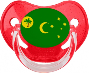 Bandera Islas Cocos Piruleta Fisiológica Roja con lentejuelas