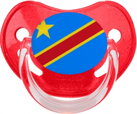 Bandera República Democrática del Congo Piruleta Fisiológica Roja con lentejuelas