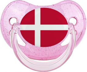 Bandera de Dinamarca Piruleta Fisiológica Rosa lentejuelas