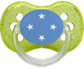 Bandera Federada Estados de Micronesia Verde Cereza Lollipop con Lentejuelas