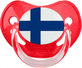 Bandera de Finlandia Piruleta Fisiológica Roja con Lentejuelas