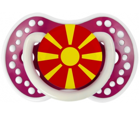 Suceto de bandera del norte de Macedonia lovi dynamic fucsia fosforescente