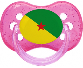 Bandera de guayana francesa rosa lollipop con lentejuelas