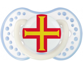 Bandera tetina de Guernsey lovi dynamic clásico blanco-cian