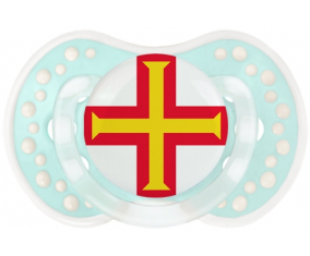 Bandera tetina de Guernsey lovi dynamic clásico retro-turquesa-laguna