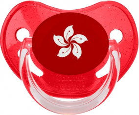 Suceto fisiológico rojo con bandera de Hong Kong con lentejuelas