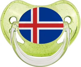 Bandera piruleta fisiológica de lentejuelas verdes de Islandia