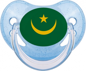 Piruleta fisiológica azul bandera mauritana con lentejuelas