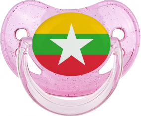 Myanmar Dragon Dragon Bandera Lentejuelas Rosa