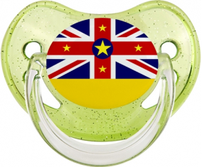 Niue verde lentejuelas bandera piruleta fisiológica