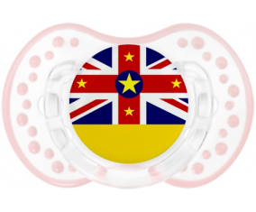 La bandera de Niue Lollipop lovi dynamic clásico retro-blanco-rosa-tierno