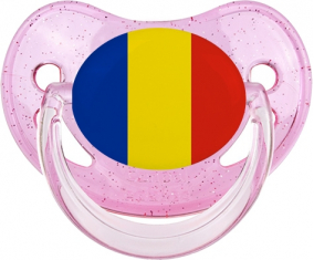Bandera Rumanía Piruleta Fisiológica Rosa con lentejuelas