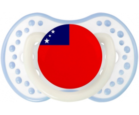 Bandera tetina de Samoa lovi dynamic clásico de cian blanco