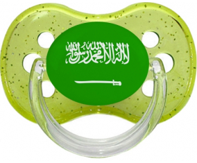 Bandera de Arabia Saudí chupa lentejuelas de cereza verde