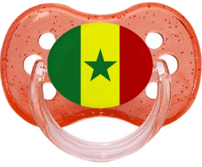 Bandera piruleta de brillo cereza roja de Senegal