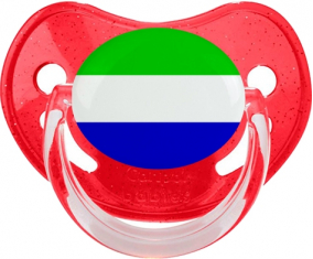 Suceto fisiológico de lentejuelas rojas con bandera de Sierra Leona