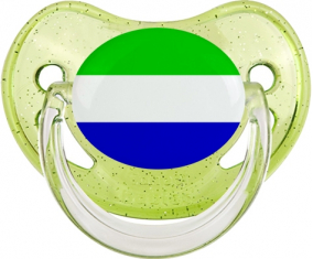Suceto fisiológico de lentejuelas verdes con bandera de Sierra Leona