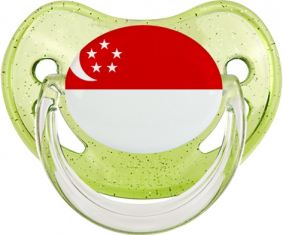 Bandera de Singapur Piruleta Fisiológica Verde con Lentejuelas