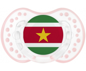 La bandera de Suriname Sucete lovi dynamic clásico retro-blanco-rosa-tierno