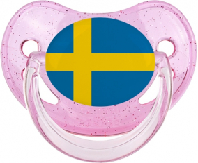 Bandera de Suecia Piruleta Fisiológica Rosa con lentejuelas