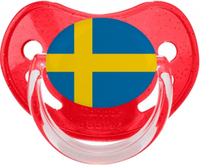 Suecia bandera piruleta fisiológica roja con lentejuelas