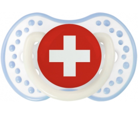 Bandera suiza Sucete lovi dynamic clásico de cian blanco