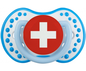 Sucete de bandera suiza lovi dynamic fosforescente azul-blanco