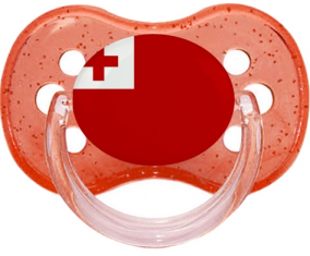 Bandera de piruleta de purpurina de cereza roja de Tonga