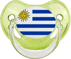 Bandera Uruguay Piruleta Fisiológica Verde con Lentejuelas