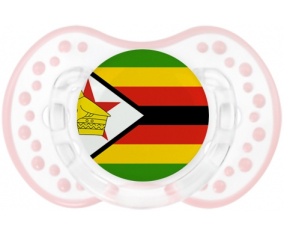 La bandera tetina de Zimbabue lovi dynamic clásico retro-blanco-rosa-tierno