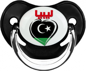 Libia en árabe - Corazón Clásico Negro Piruleta Fisiológica
