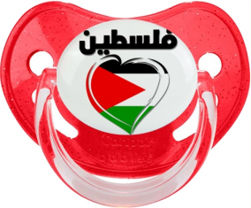 Palestina en árabe - Corazón tetino fisiológico de lentejuelas rojas