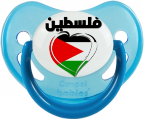 Palestina en árabe - Corazón tetino fisiológico azul fosforescente