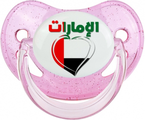 Emiratos Árabes Unidos en árabe - Rosa lollipop fisiológica del corazón con lentejuelas