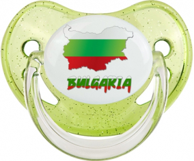 Bulgaria mapea lollipop fisiológico verde con lentejuelas