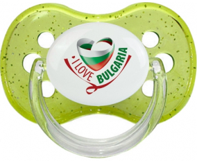 Me encanta Bulgaria verde cereza lentejuelas lollipop