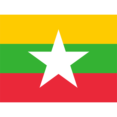 Bandera Oficial de Myanmar, ideal para personalizar artículos de bebé como chupetes y bodis. Visita chupete-bebe.com.