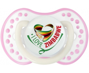Me encanta Zimbabue lovi dynamic piruleta de color rosa-blanco fosforescente