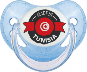 Hecho en Túnez diseño 1 con suceto fisiológico azul con lentejuelas