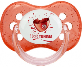 Me encanta Túnez diseño 2 lentejuelas rojo cereza tetina