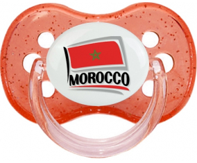 Bandera Marruecos diseño 1 lentejuelas rojo cereza tetina