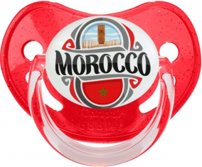 Bandera Marruecos diseña 2 tetina fisiológica roja de lentejuelas