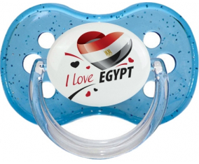 Me encanta Egipto diseño 1 lentejuelas azul cereza tetina