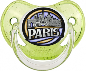 Ciudad de París diseña 2 tetina fisiológica verde de lentejuelas